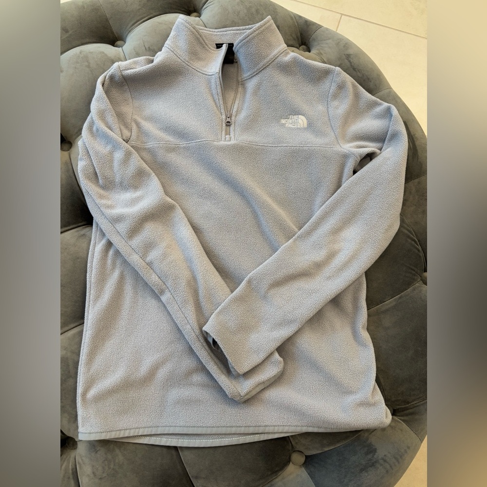 TNF North Face TKA Glacier Quarter Zip Lightweight Fleece Light Grey Women XS
